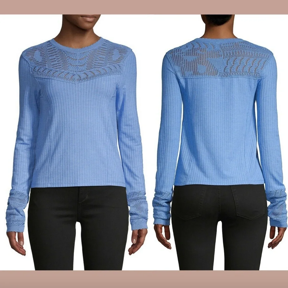 NWT $78 Free‎ People Colette Long Sweater in Celendula Blue [SZ Medium ]